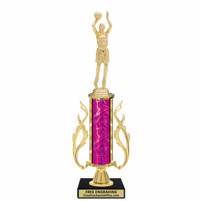 Flaming Basketball Trophy 14" / Gold / Female