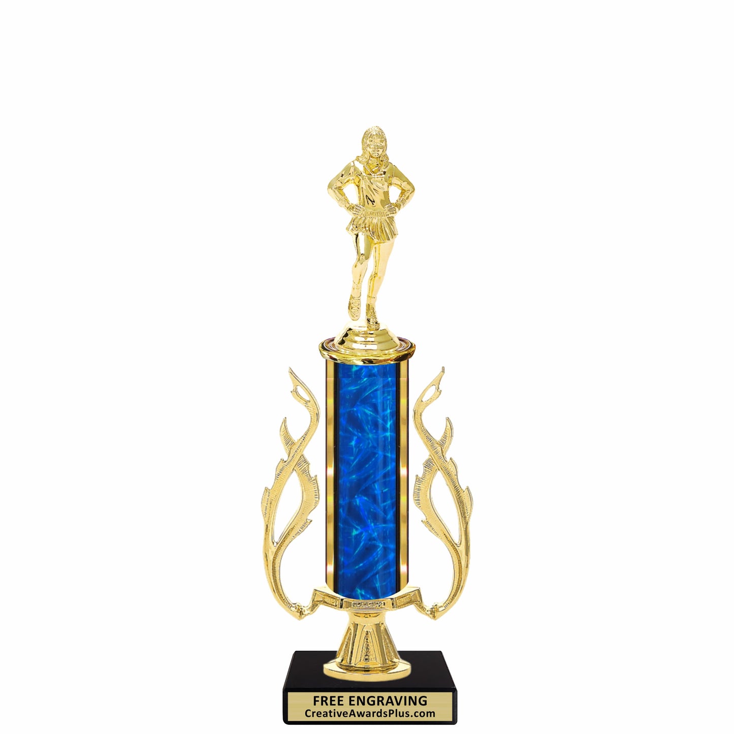 Flaming Drill Team Trophy 12.4" / Gold