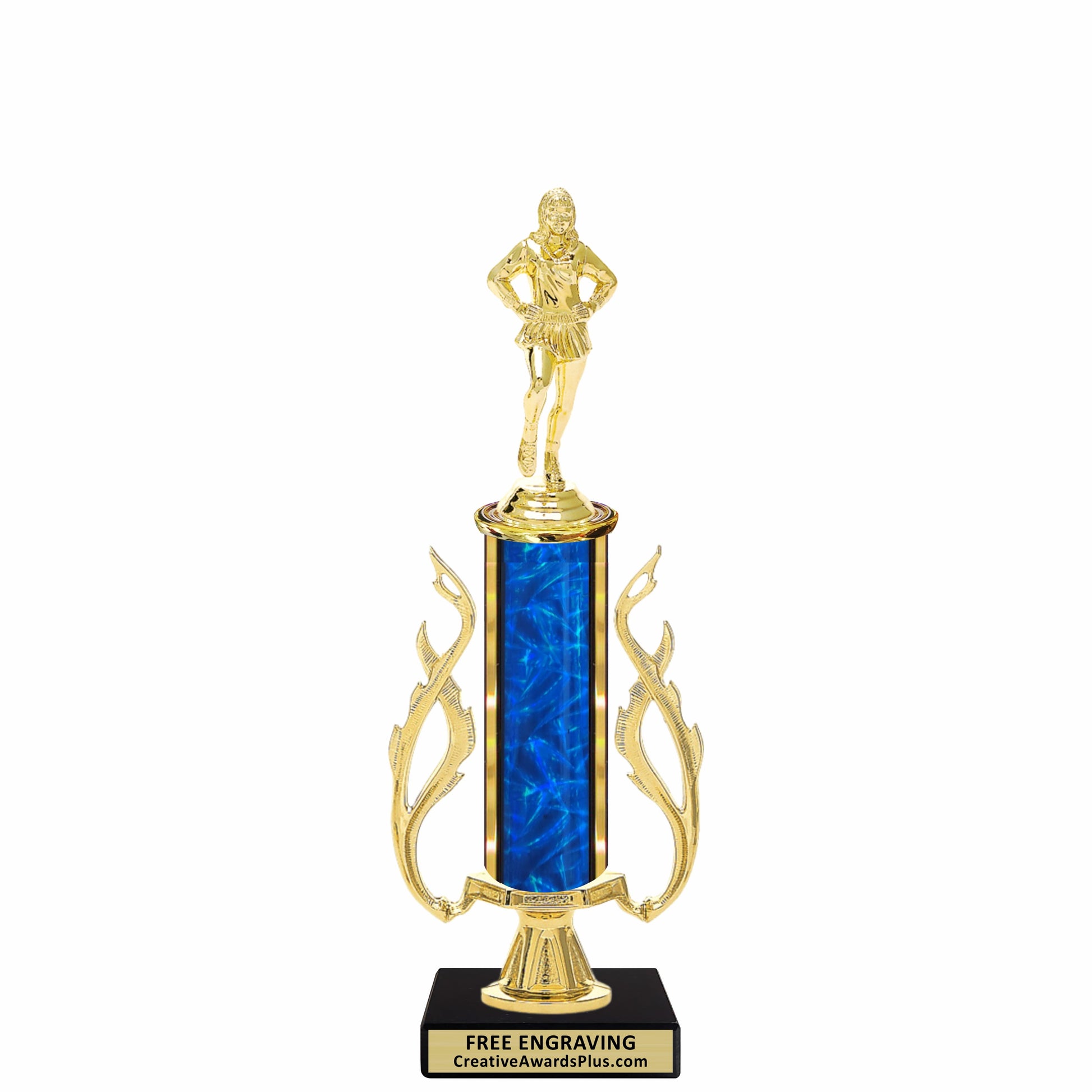 Flaming Drill Team Trophy 12.4" / Gold