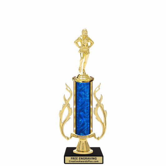 Flaming Drill Team Trophy 12.4" / Gold