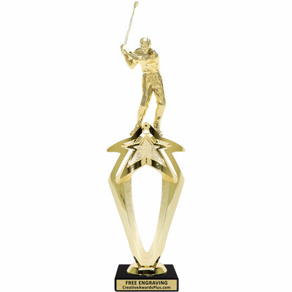 Mega Star Golf Trophy 12.25" / Gold / Male