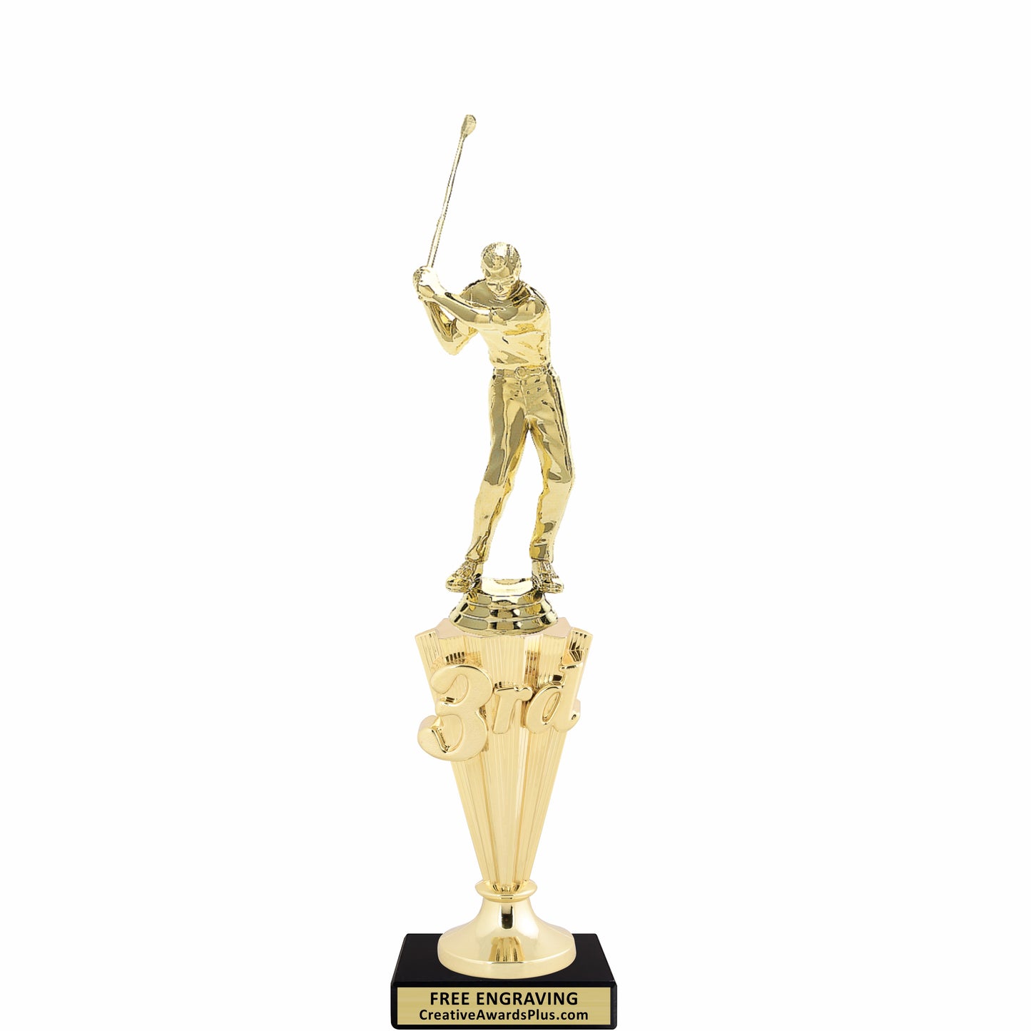 Golf 3rd Place Trophy 10.75" / Gold / Male
