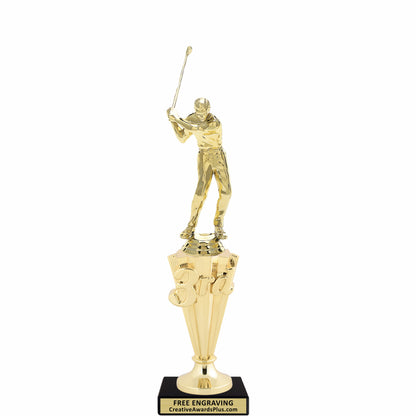 Golf 3rd Place Trophy 10.75" / Gold / Male