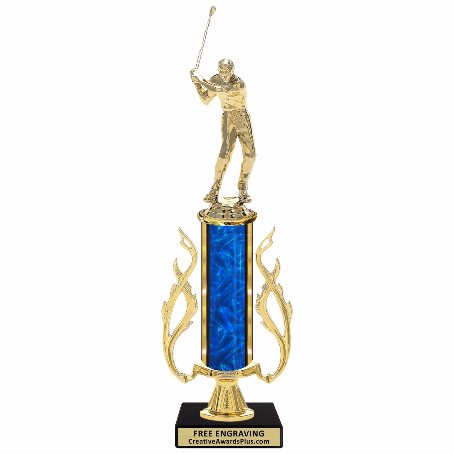 Flaming Golf Trophy 13" / Gold / Male