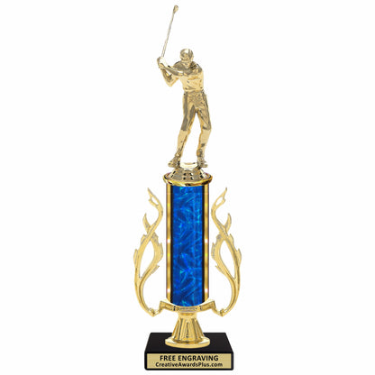 Flaming Golf Trophy 13" / Gold / Male