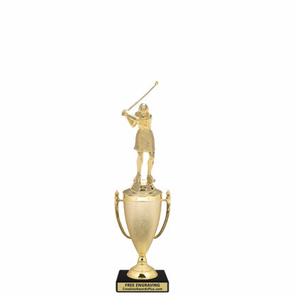Stippled Cup Golf Trophy 11.25" / Gold / Female