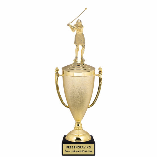 Stippled Cup Golf Trophy 15.25" / Gold / Female