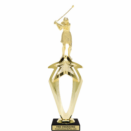 Mega Star Golf Trophy 12.25" / Gold / Female