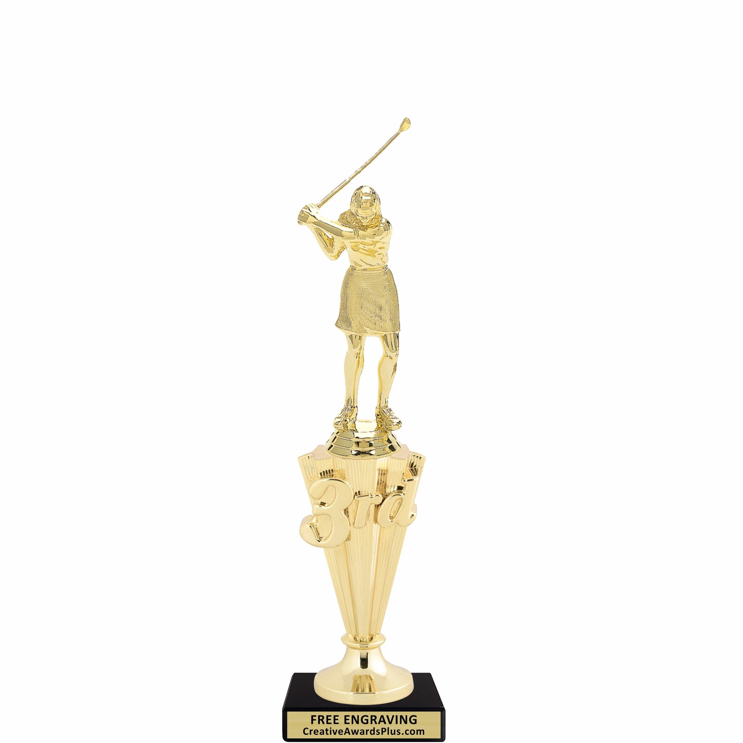 Golf 3rd Place Trophy 10.75" / Gold / Female