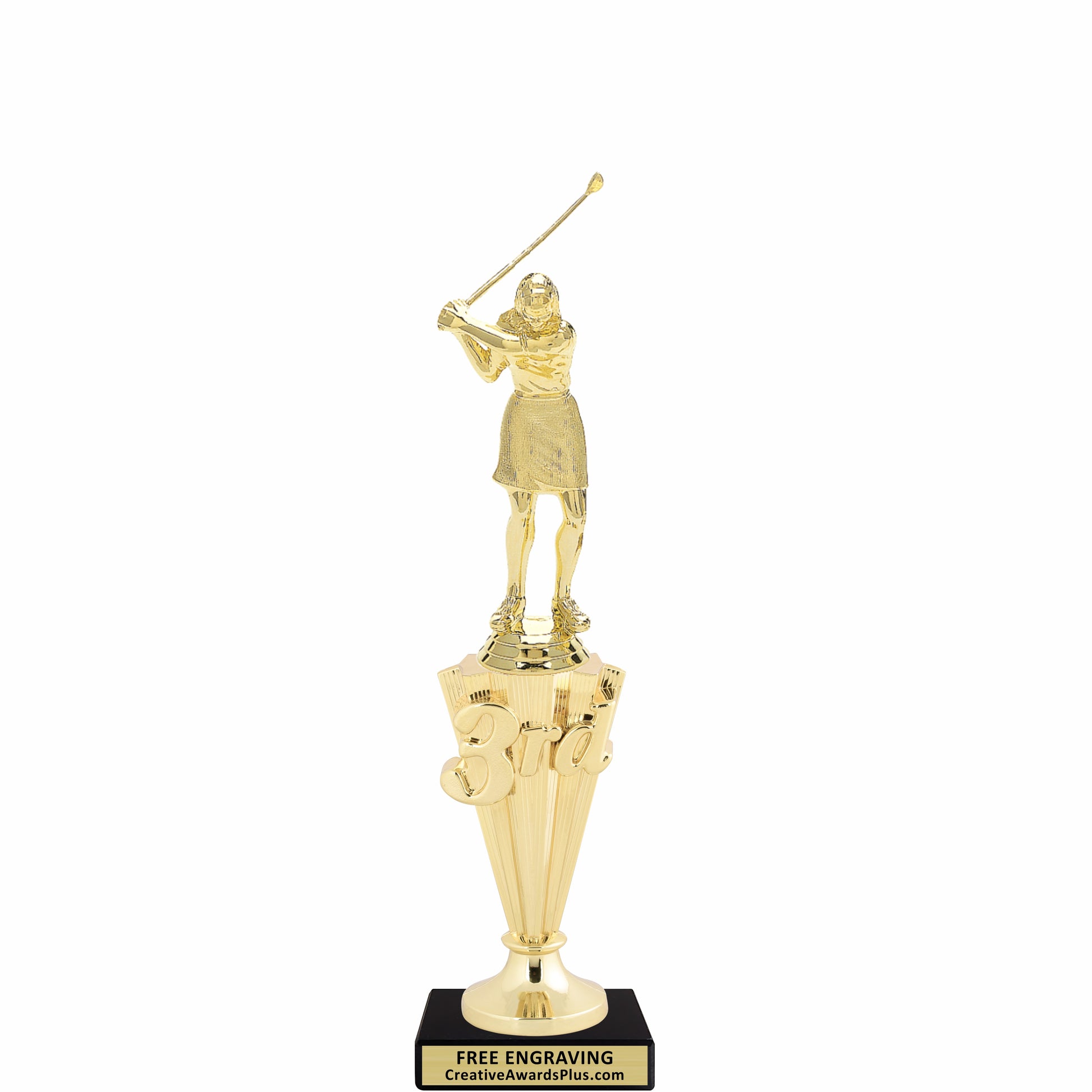 Golf 3rd Place Trophy 10.75" / Gold / Female