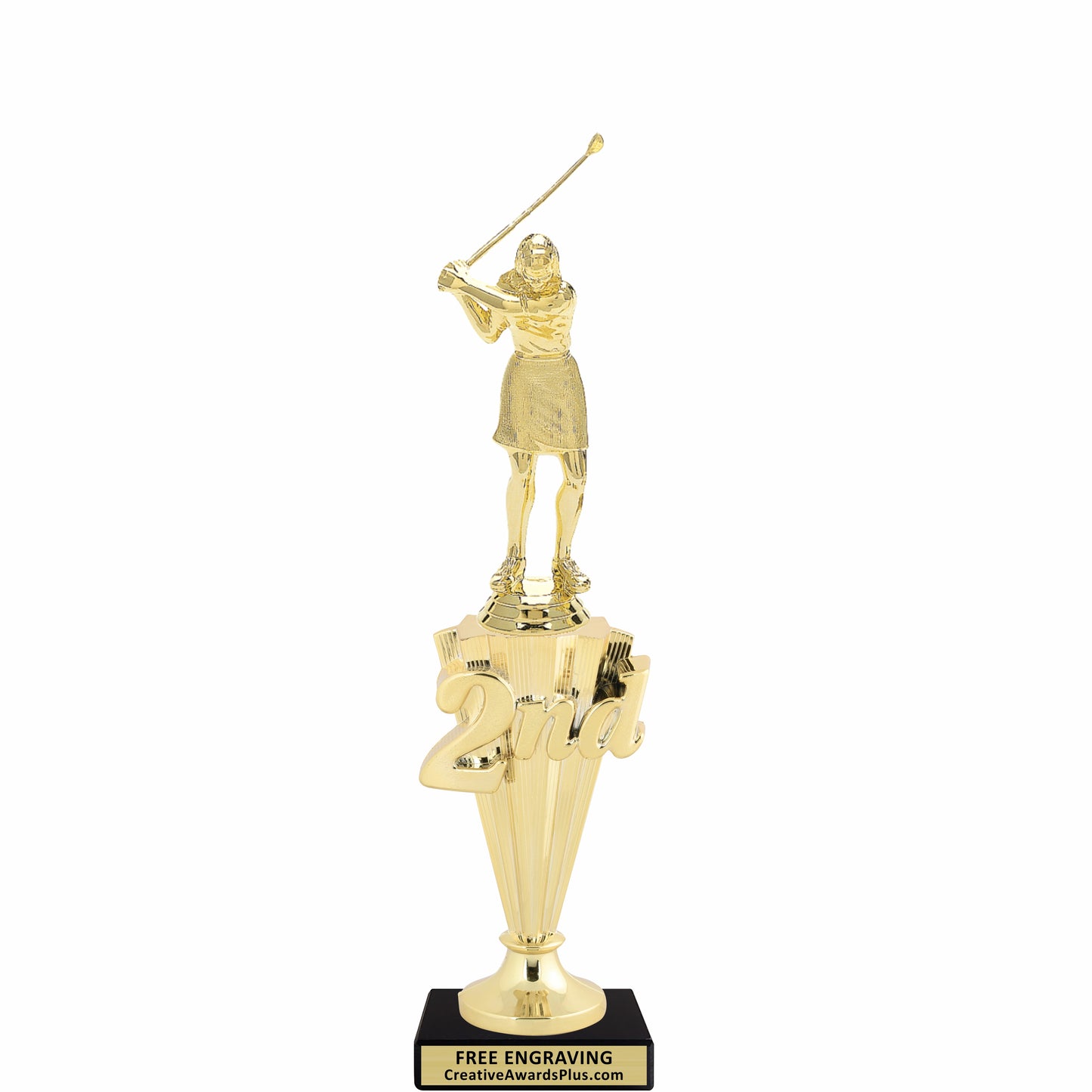 Golf 2nd Place Trophy 11.25" / Gold / Female