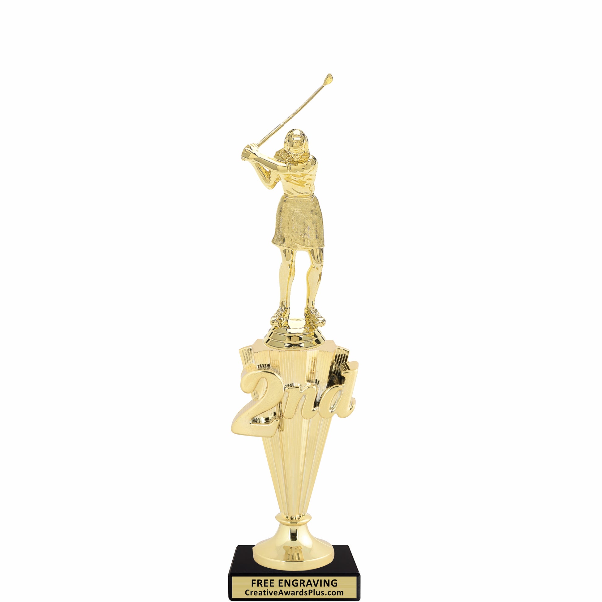 Golf 2nd Place Trophy 11.25" / Gold / Female