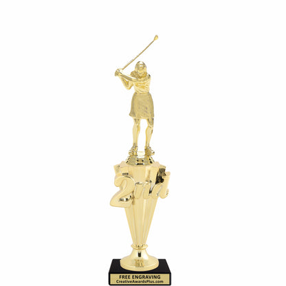 Golf 2nd Place Trophy 11.25" / Gold / Female