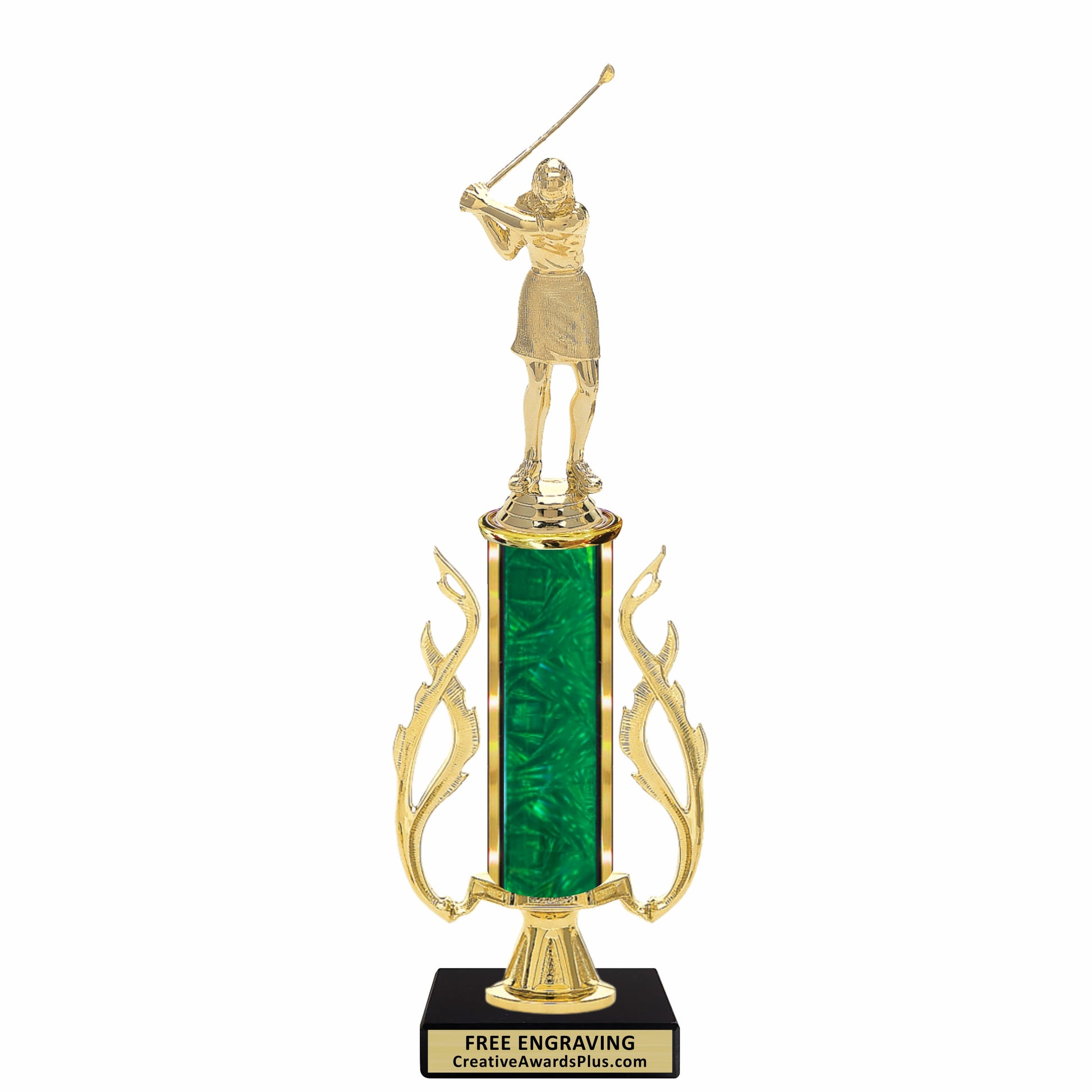 Flaming Golf Trophy 13" / Gold / Female