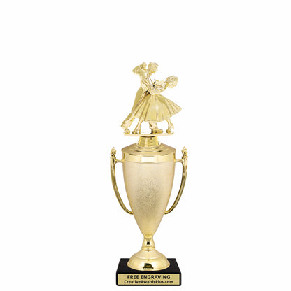 Stippled Cup Couple Dancing Trophy 13.4" / Gold