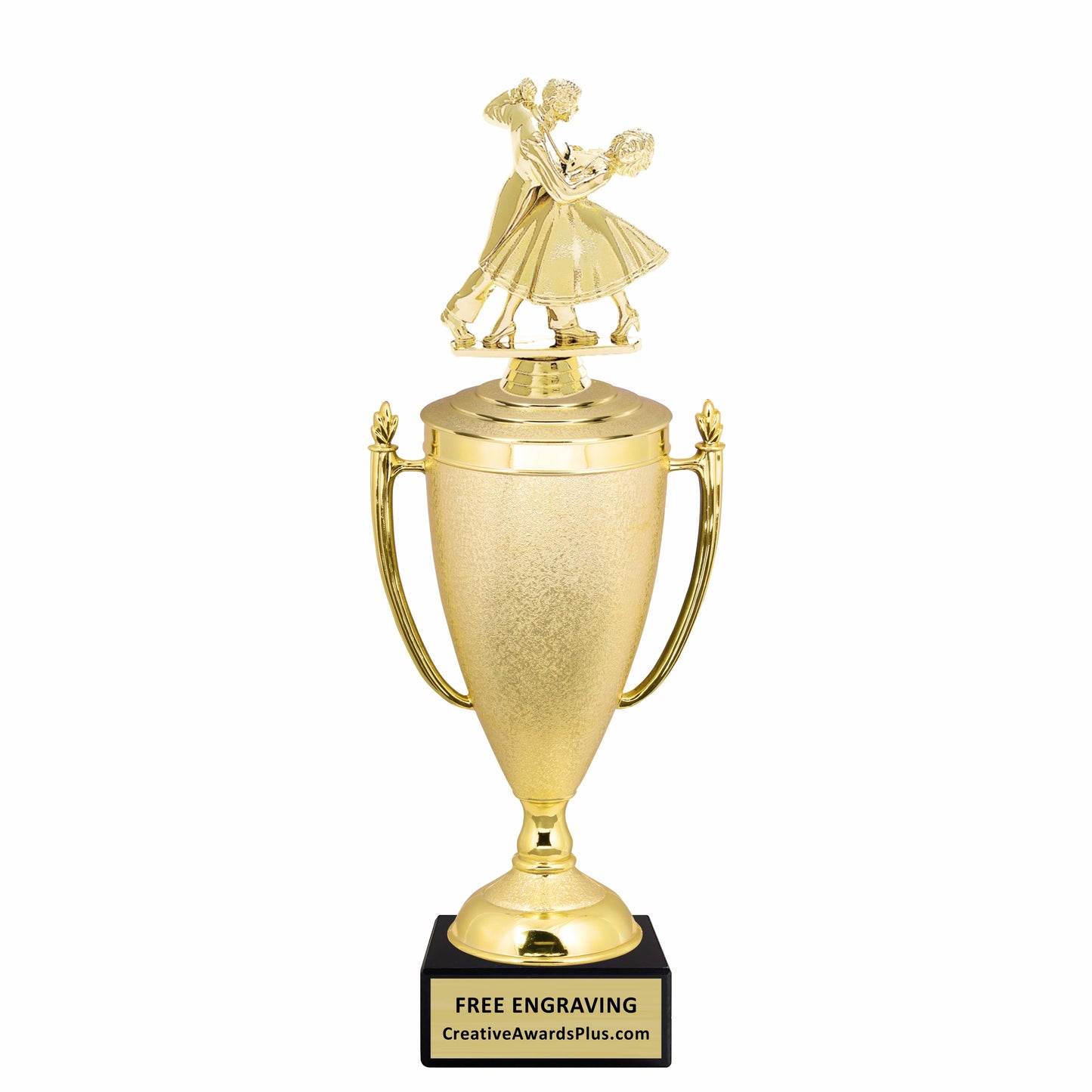 Stippled Cup Couple Dancing Trophy 14.5" / Gold