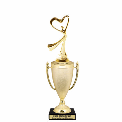 Stippled Cup Heart Dancer Trophy 13.75" / Gold