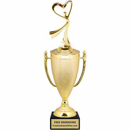 Stippled Cup Heart Dancer Trophy 16" / Gold