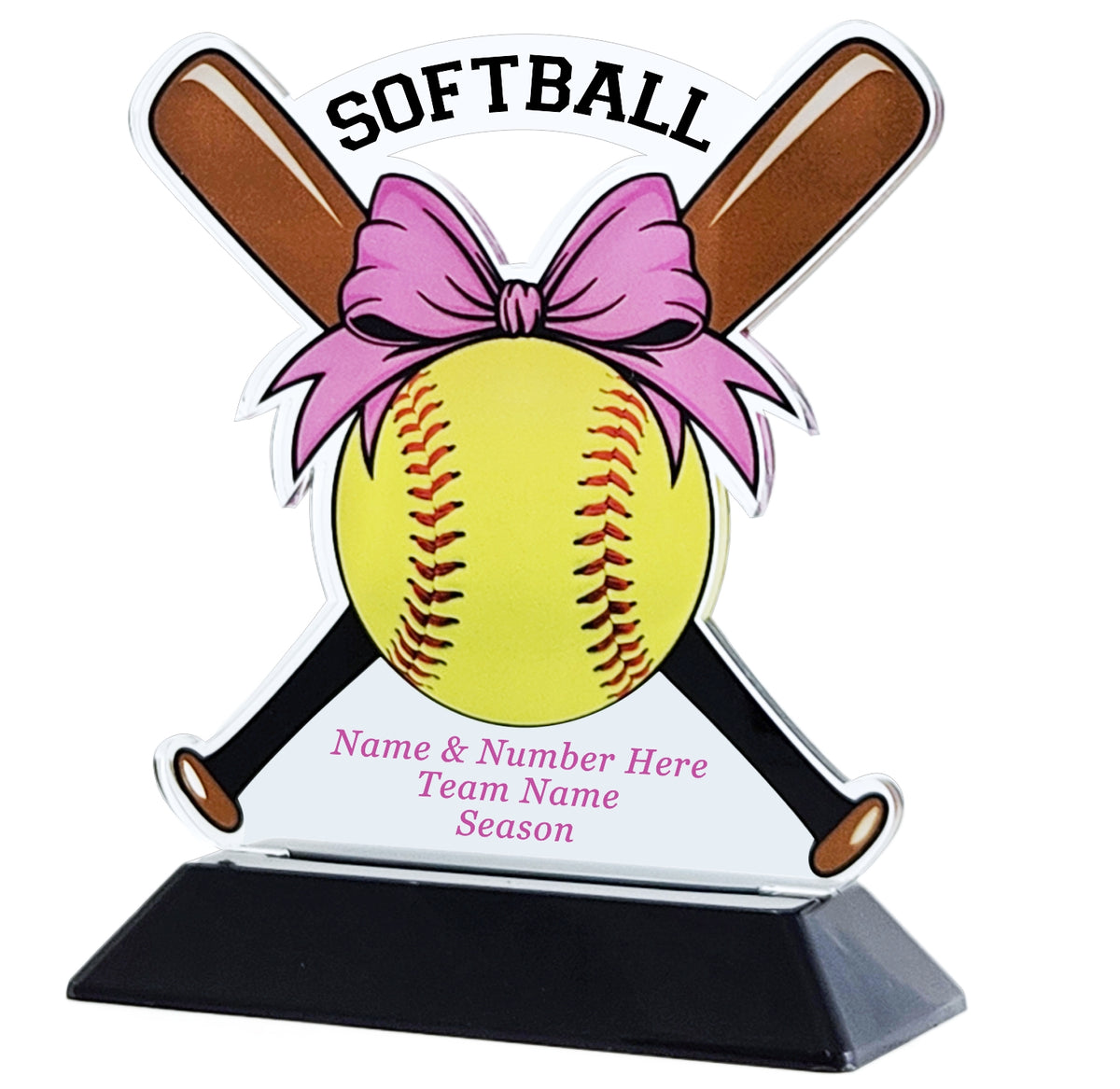 Acrylic Crossed Bats Softball Award 6" / Multiple
