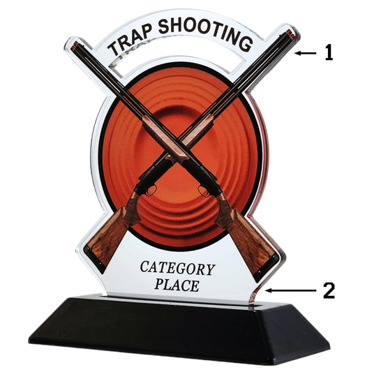 Acrylic Crossed Guns Trap Shooting Award 6" / Multiple