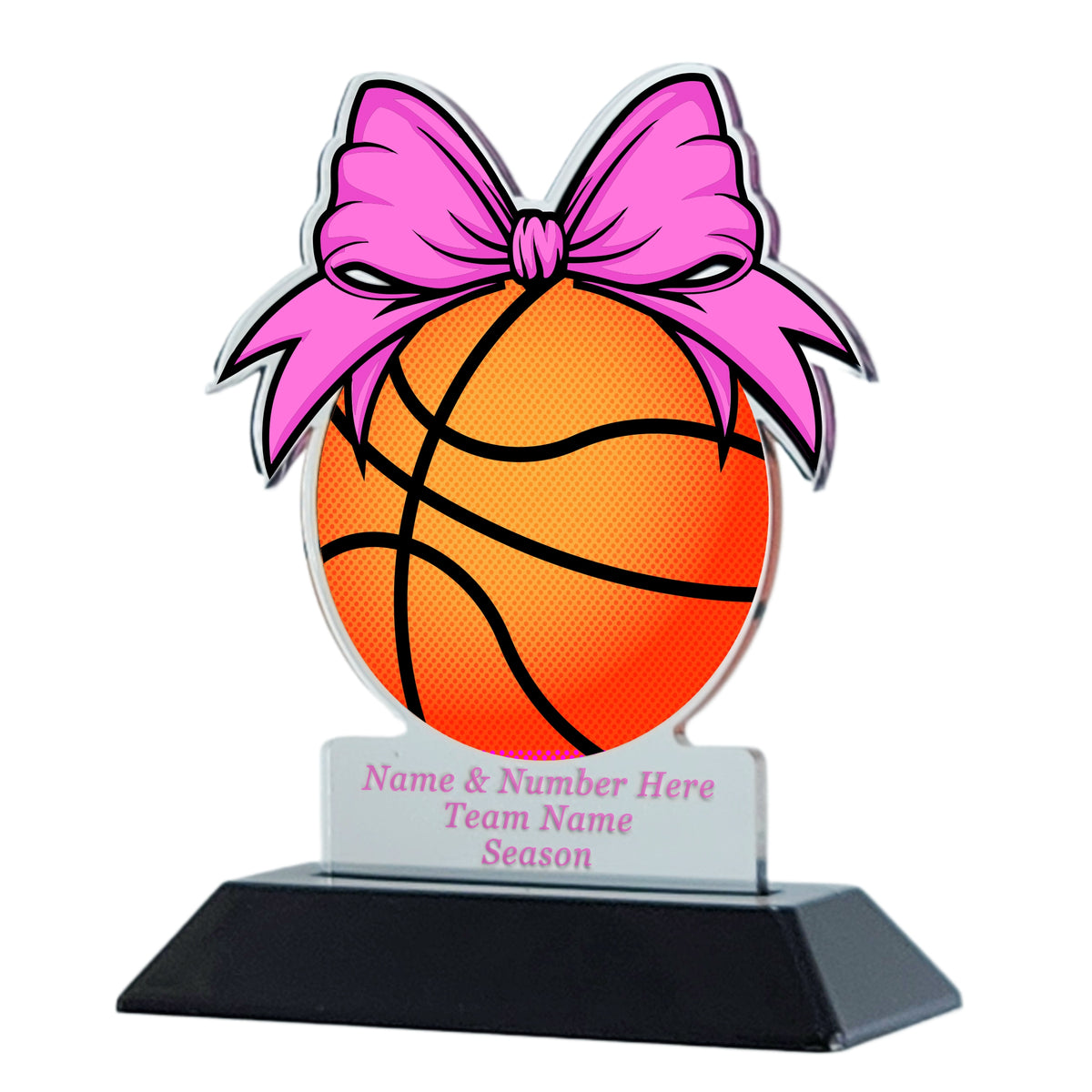 Acrylic Ribbon Basketball Award 6" / Multiple