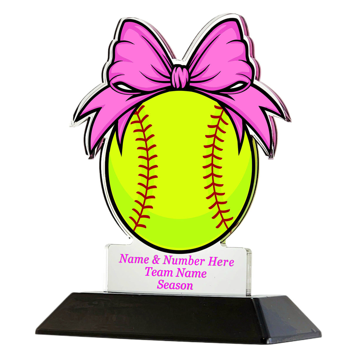 Acrylic Ribbon Softball Award 6" / Multiple