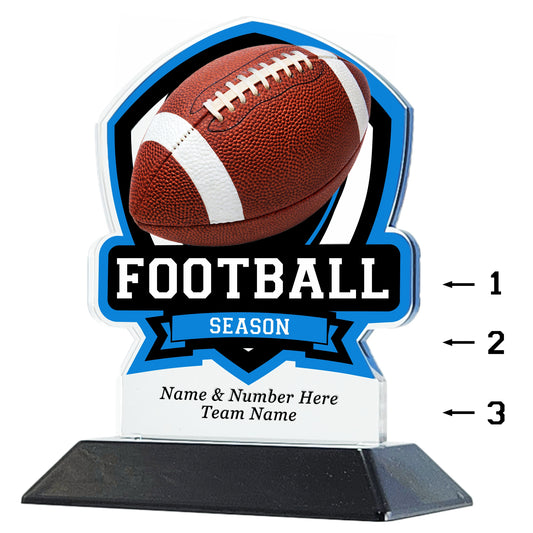 Acrylic Shield Football Award 6" / Multiple