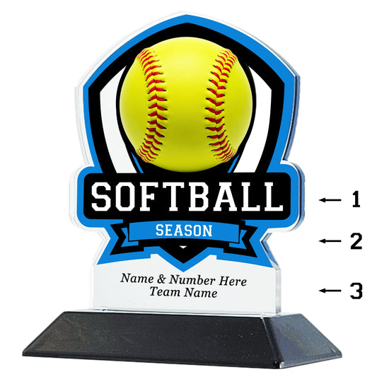 Acrylic Shield Softball Award 6" / Multiple