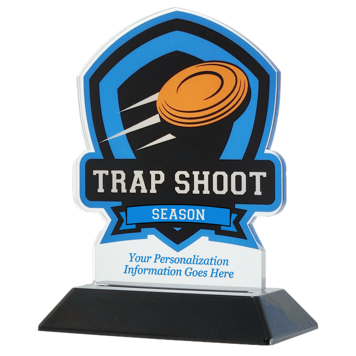Acrylic Shield Trap Shoot Award 6" / Multiple