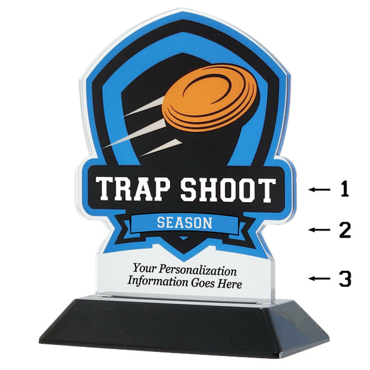 Acrylic Shield Trap Shoot Award 6" / Multiple
