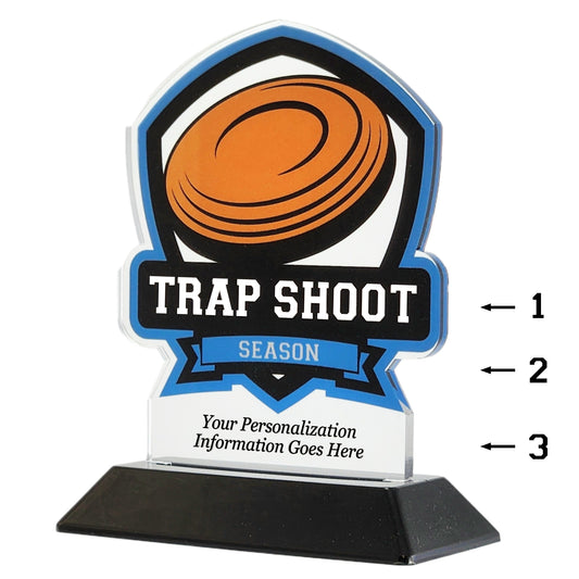 Acrylic Shield Trap Shooting Award 6" / Multiple