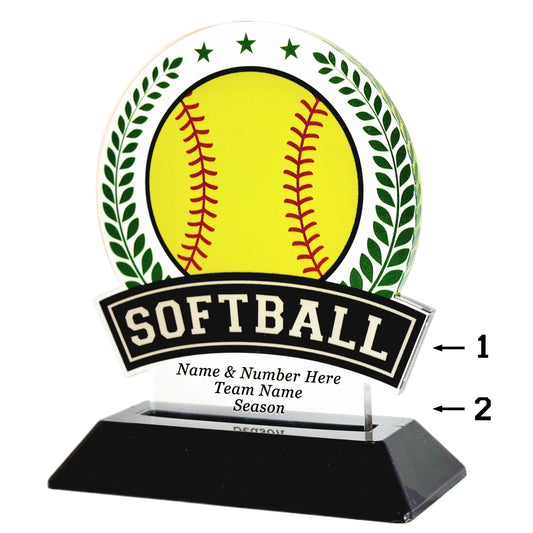 Acrylic Victory Softball Award 6" / Multiple