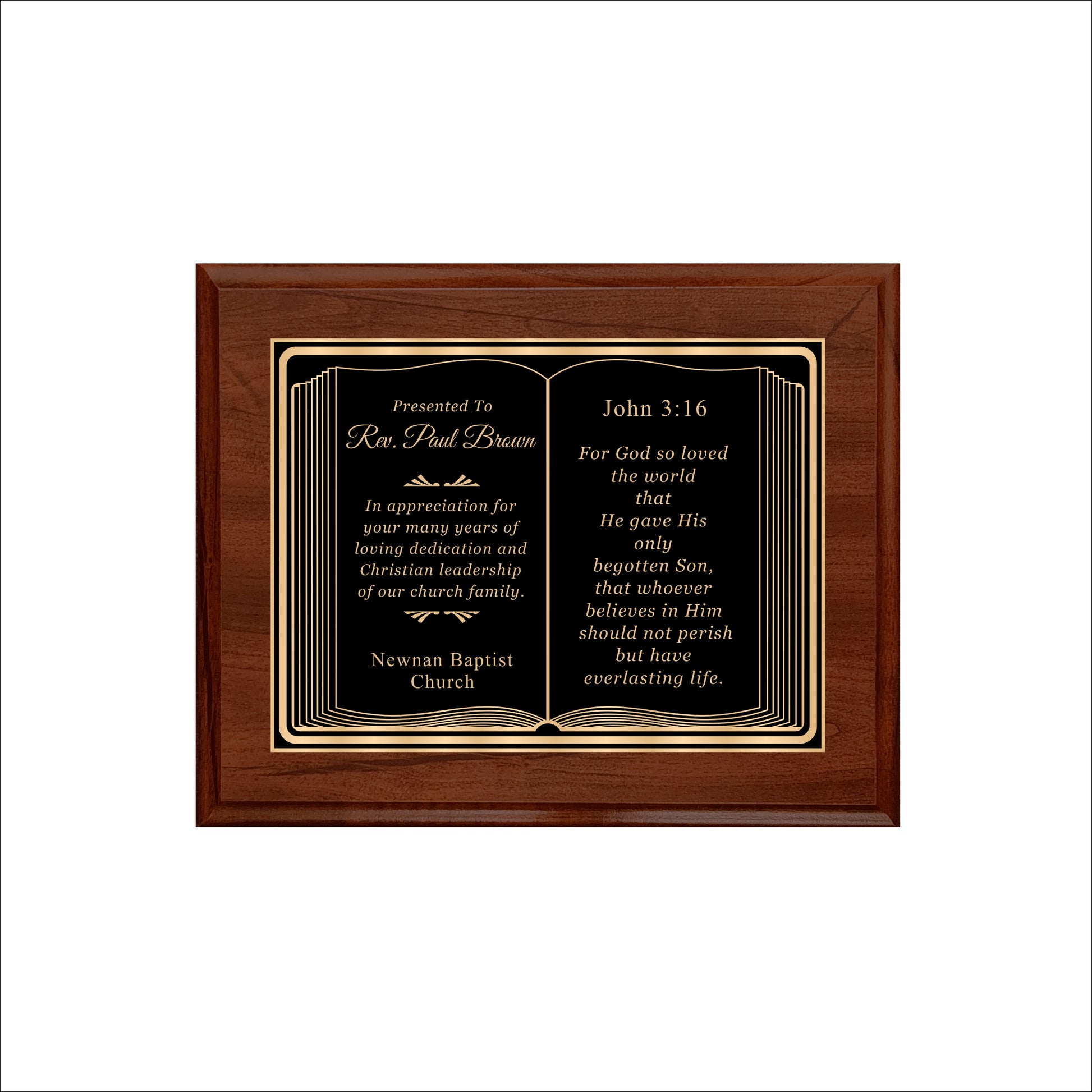 Bible Themed Cherry Plaque 8" X 10 / Cherry / Bible / Book