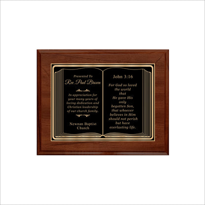 Bible Themed Cherry Plaque 8" X 10 / Cherry / Bible / Book