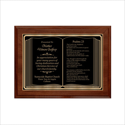 Bible Themed Cherry Plaque 9" X 12" / Cherry / Bible / Book