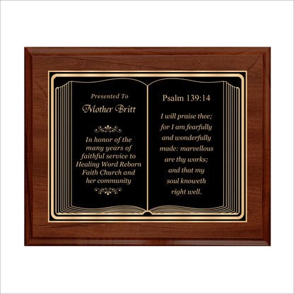 Bible Themed Cherry Plaque 10.5" X 13" / Cherry / Bible / Book
