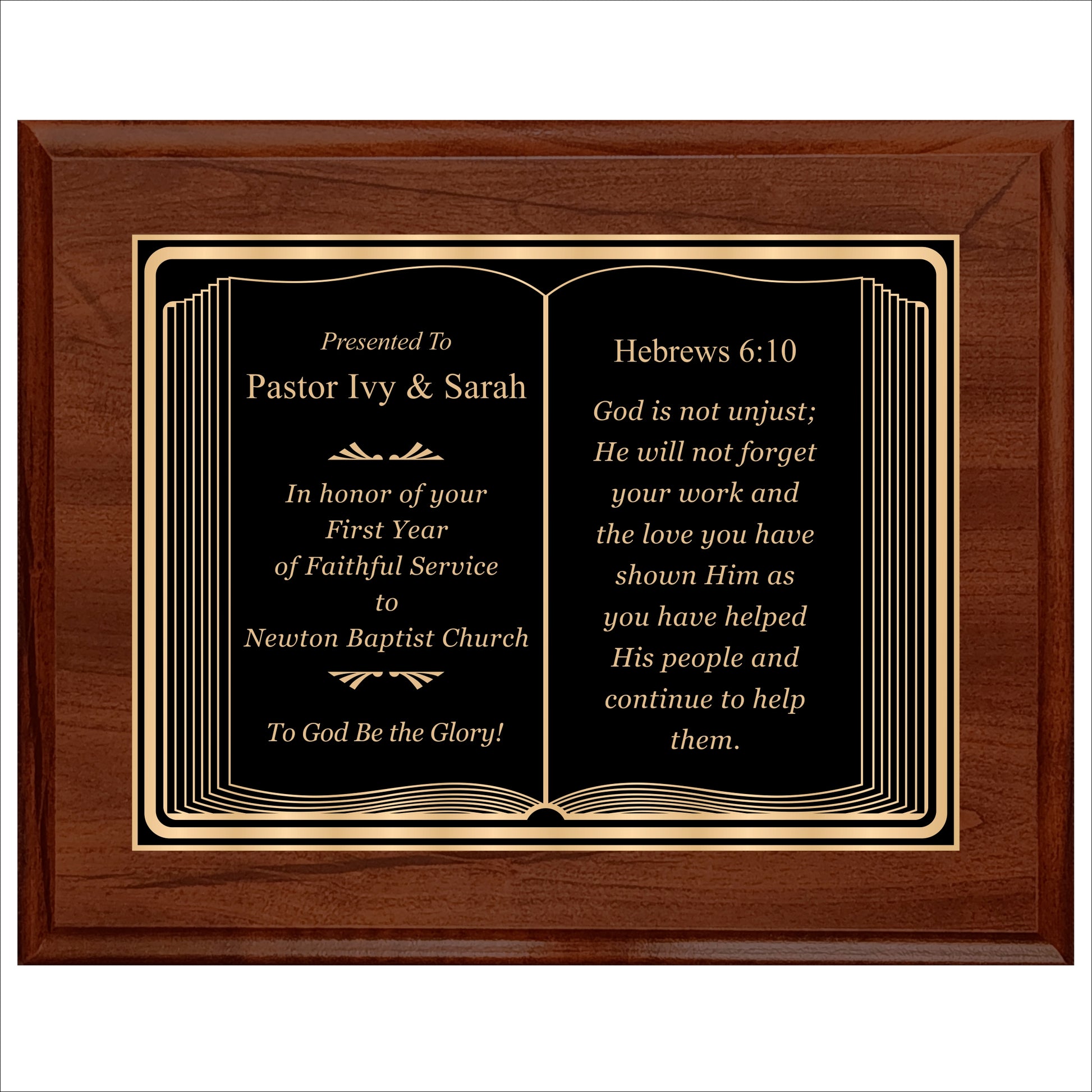 Bible Themed Cherry Plaque 12" X 15" / Cherry / Bible / Book