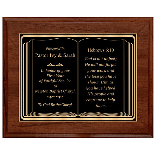 Bible Themed Cherry Plaque 12" X 15" / Cherry / Bible / Book