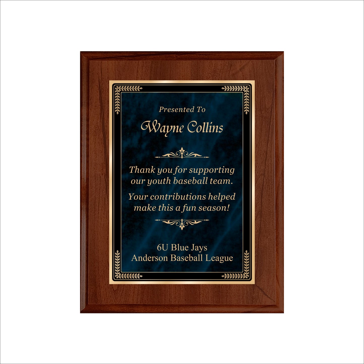 Designer Blue Marble Cherry Plaque 7" X 9" / Cherry / Marble Mist Blue