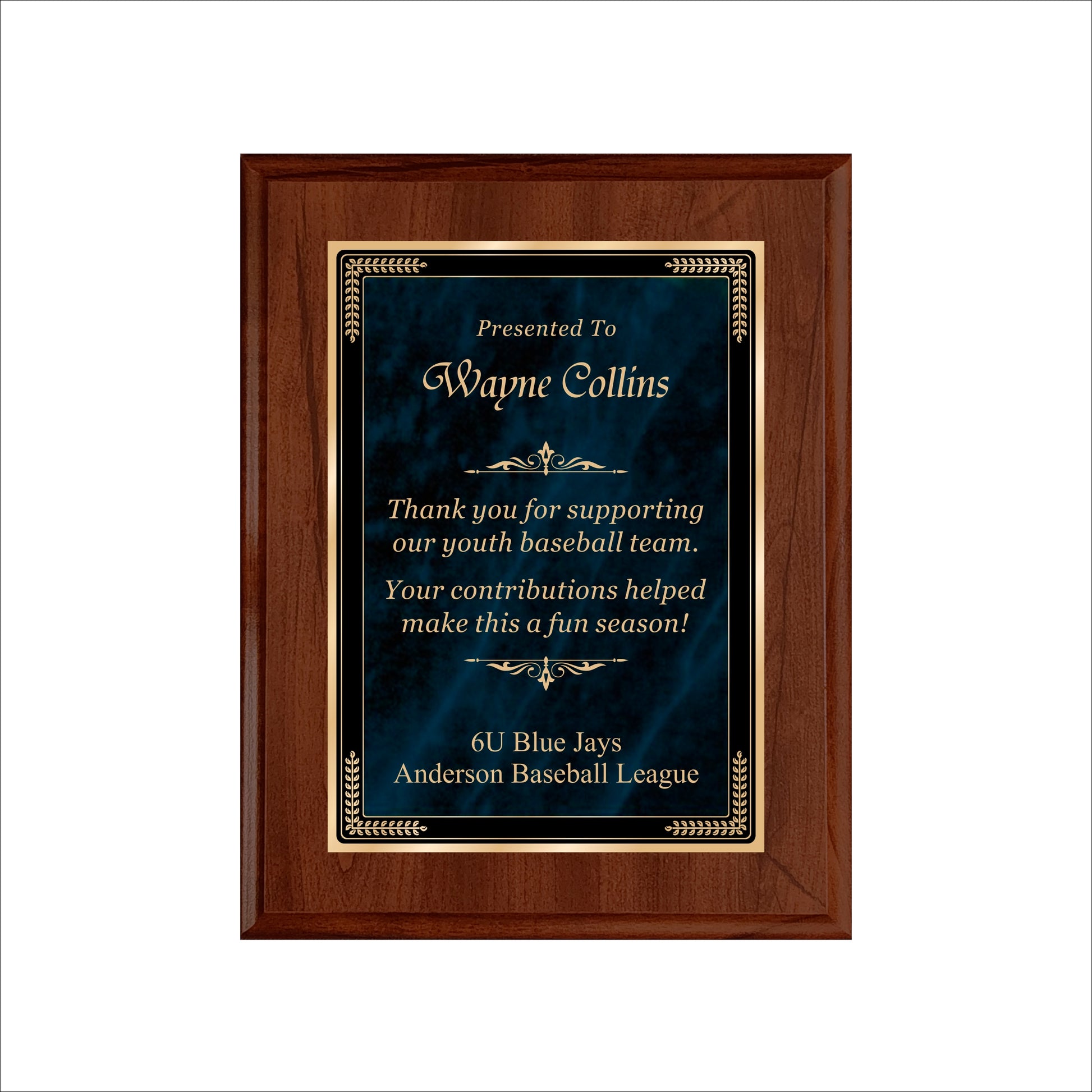Designer Blue Marble Cherry Plaque 7" X 9" / Cherry / Marble Mist Blue