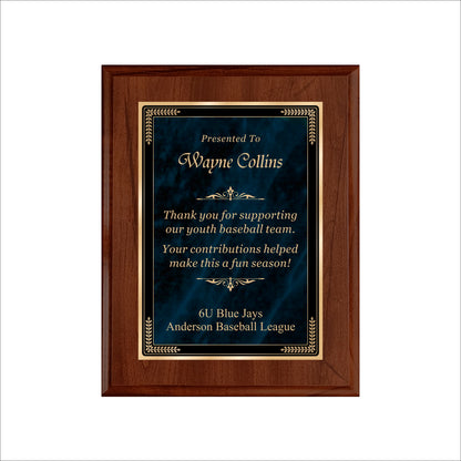 Designer Blue Marble Cherry Plaque 7" X 9" / Cherry / Marble Mist Blue