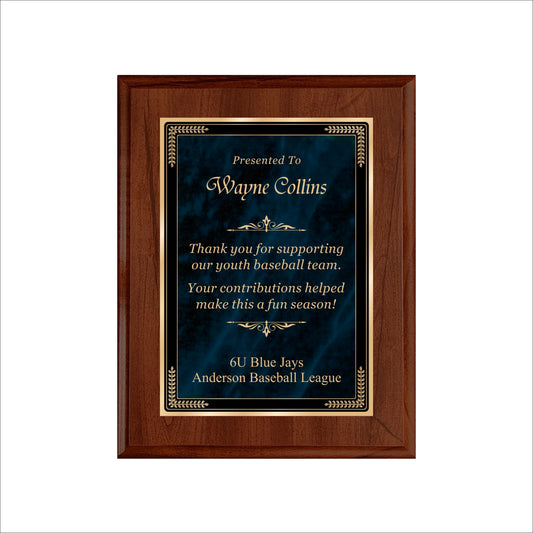 Designer Blue Marble Cherry Plaque 7" X 9" / Cherry / Marble Mist Blue