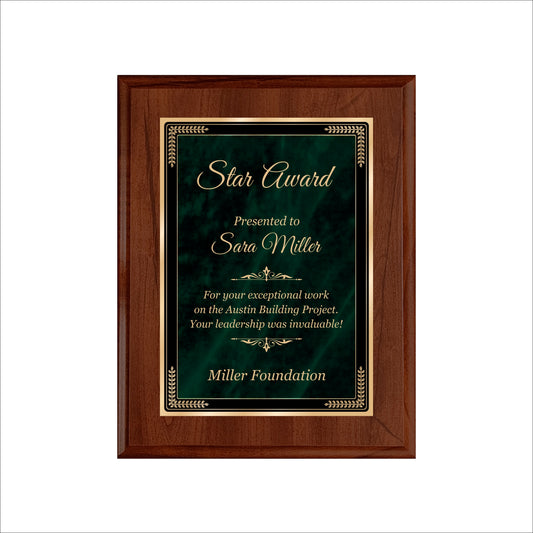 Designer Green Marble Cherry Plaque 7" X 9" / Cherry / Marble Mist Green