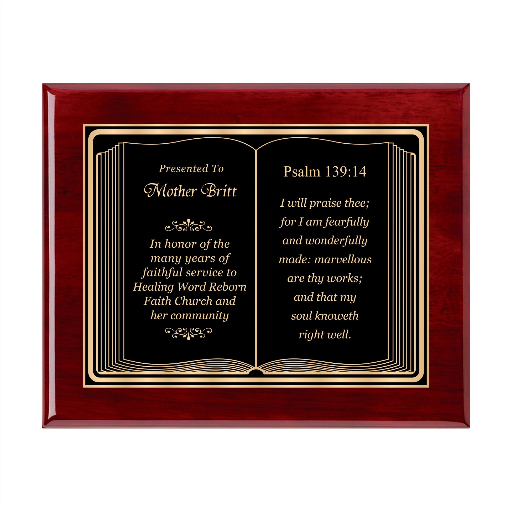 Bible Themed Rosewood Plaque 10.5" X 13" / Rosewood Piano Finish / Bible / Book