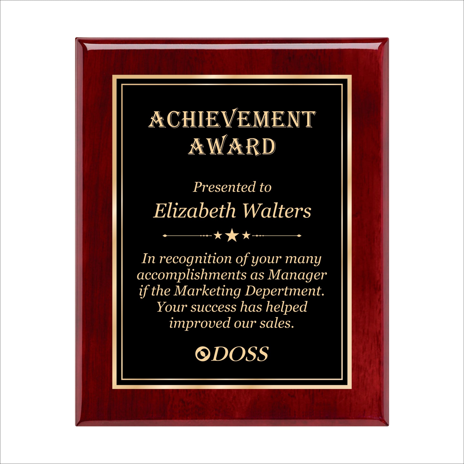 Rosewood Finished Plaque 10.5" X 13" / Rosewood Piano Finish / Double Border