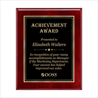 Rosewood Finished Plaque 10.5" X 13" / Rosewood Piano Finish / Double Border