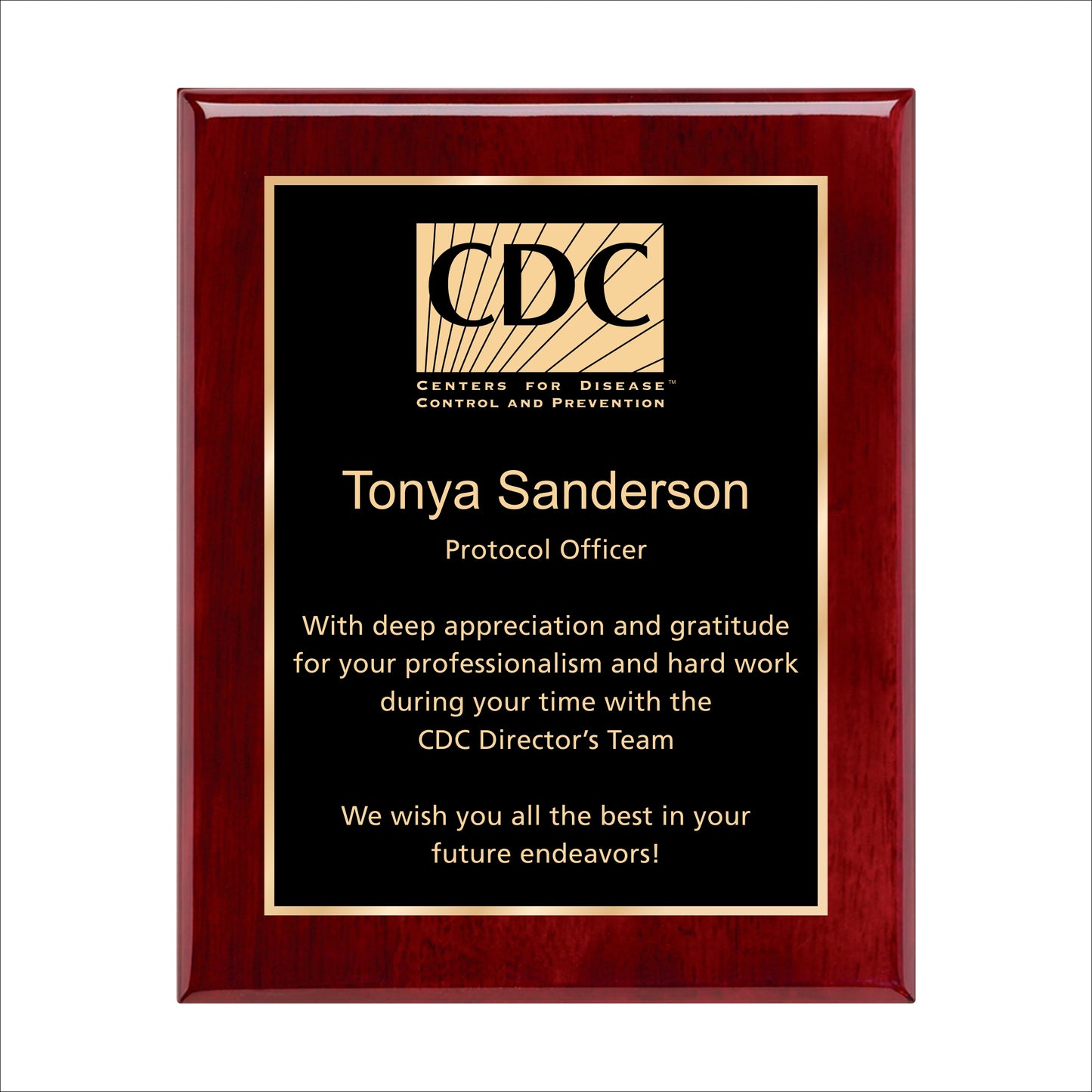 Rosewood Finished Plaque 10.5" X 13" / Rosewood Piano Finish / Single Border