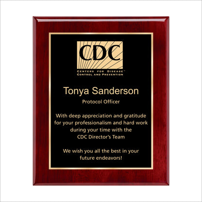 Rosewood Finished Plaque 10.5" X 13" / Rosewood Piano Finish / Single Border