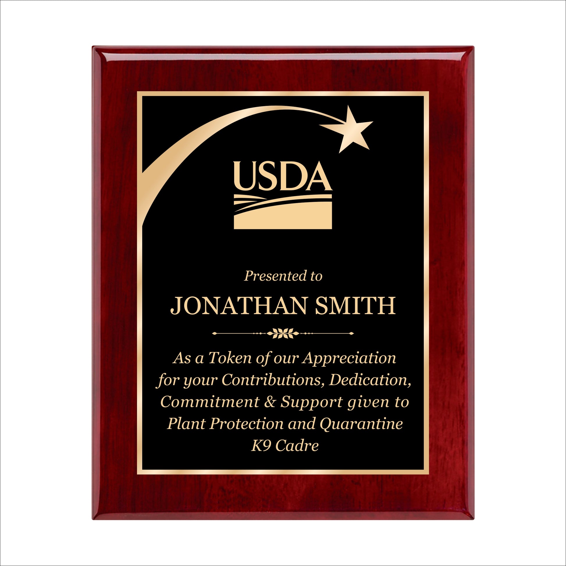 Rosewood Finished Plaque 10.5" X 13" / Rosewood Piano Finish / Shooting Star