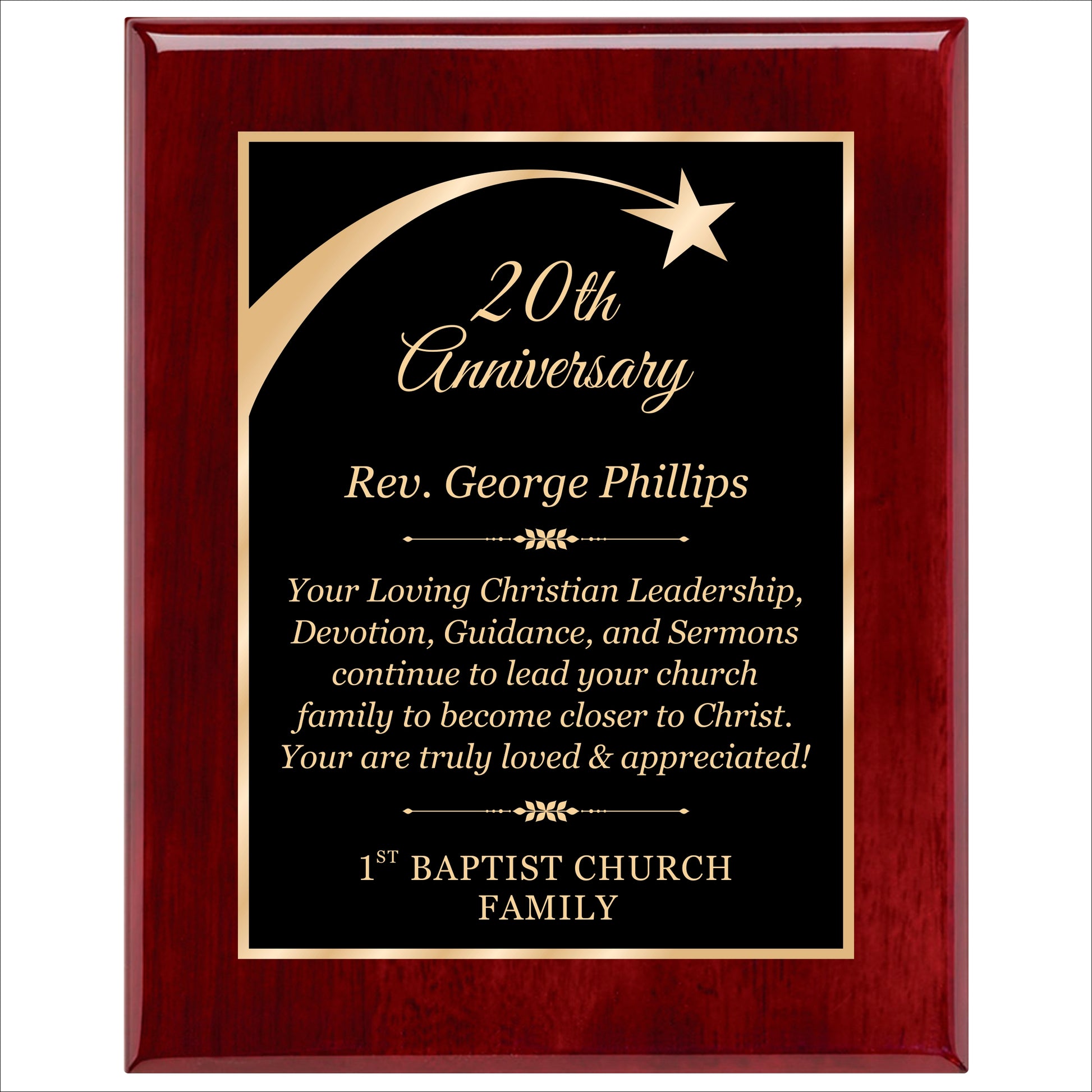 Rosewood Finished Plaque 12" X 15" / Rosewood Piano Finish / Shooting Star